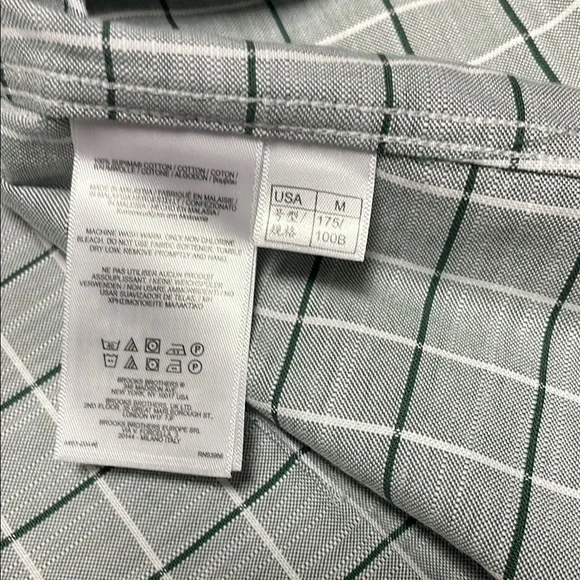 Brooks Brothers Brand New Medium Men's Green Checkered Shirt - Picture 4 of 5